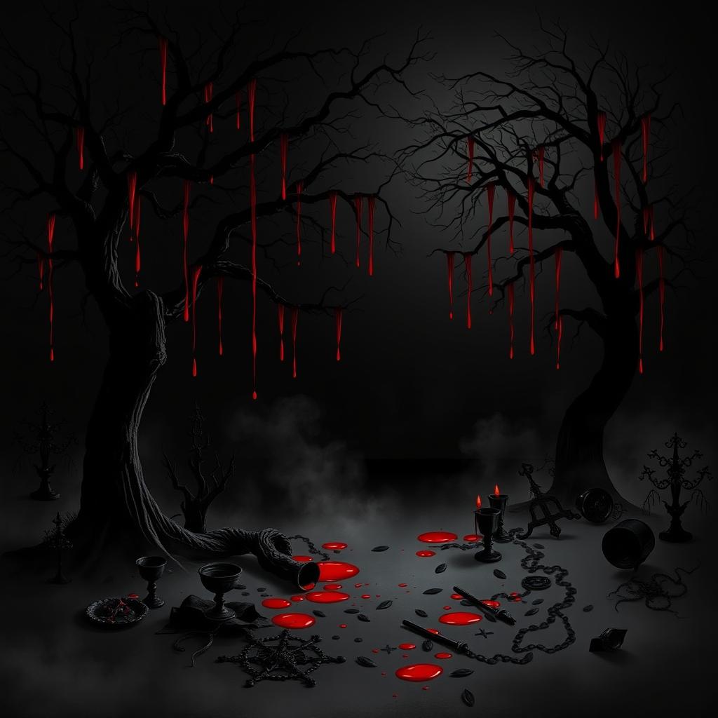 A hauntingly beautiful, monochromatic scene depicting a "Festival of Blood"