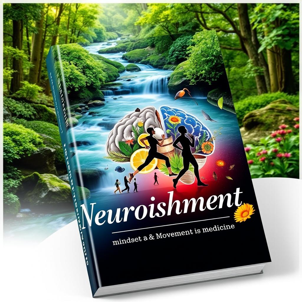 A captivating book cover for the health, wellness, and self-improvement genre titled 'Neuroishment: Mindset & Movement is Medicine'