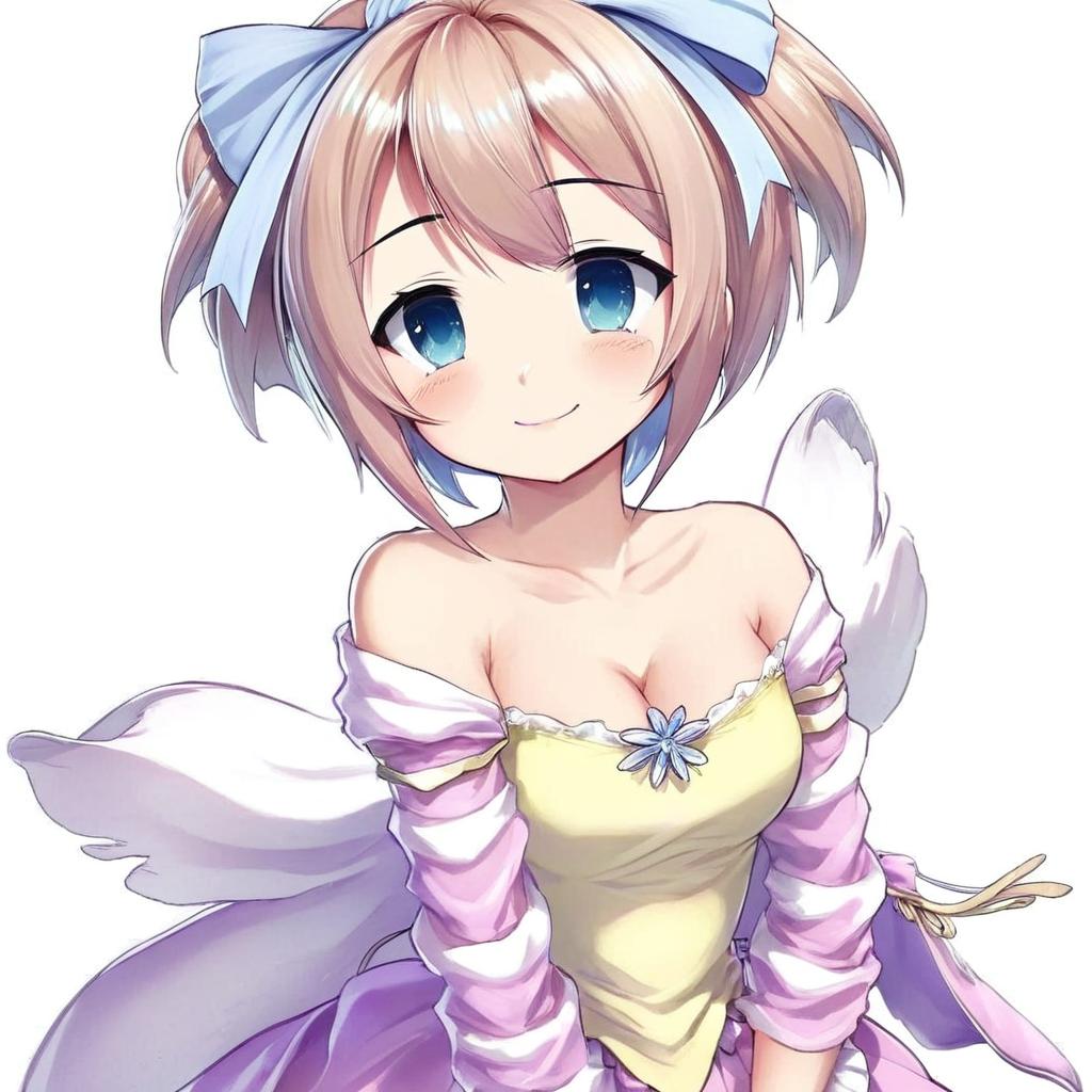 Enchanting Anime Girl in a Flowing Pink Dress