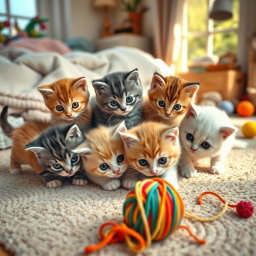 A group of adorable little kittens playfully exploring their surroundings