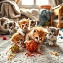 A group of adorable little kittens playfully exploring their surroundings