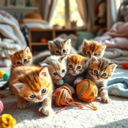 A group of adorable little kittens playfully exploring their surroundings