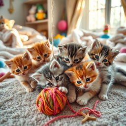 A group of adorable little kittens playfully exploring their surroundings