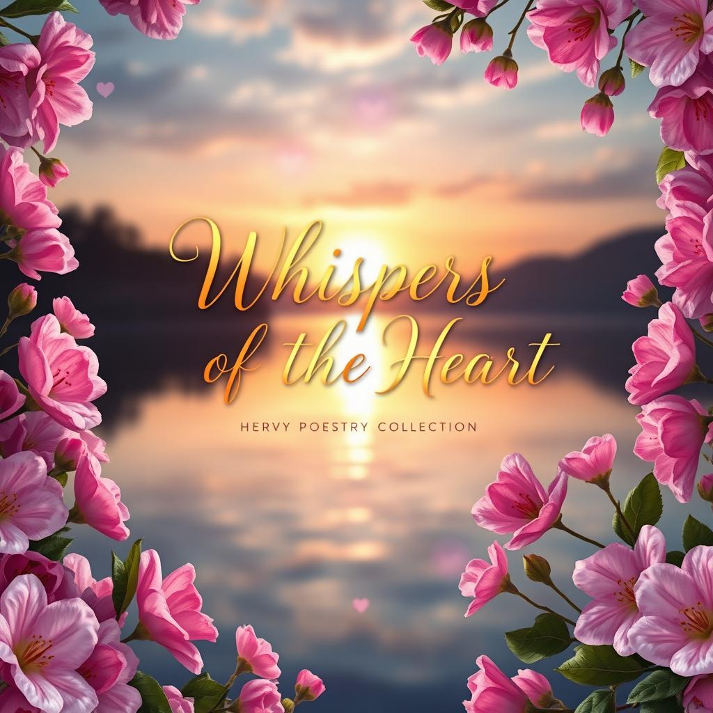A beautiful and romantic book cover design for a poetry collection titled 'Whispers of the Heart'
