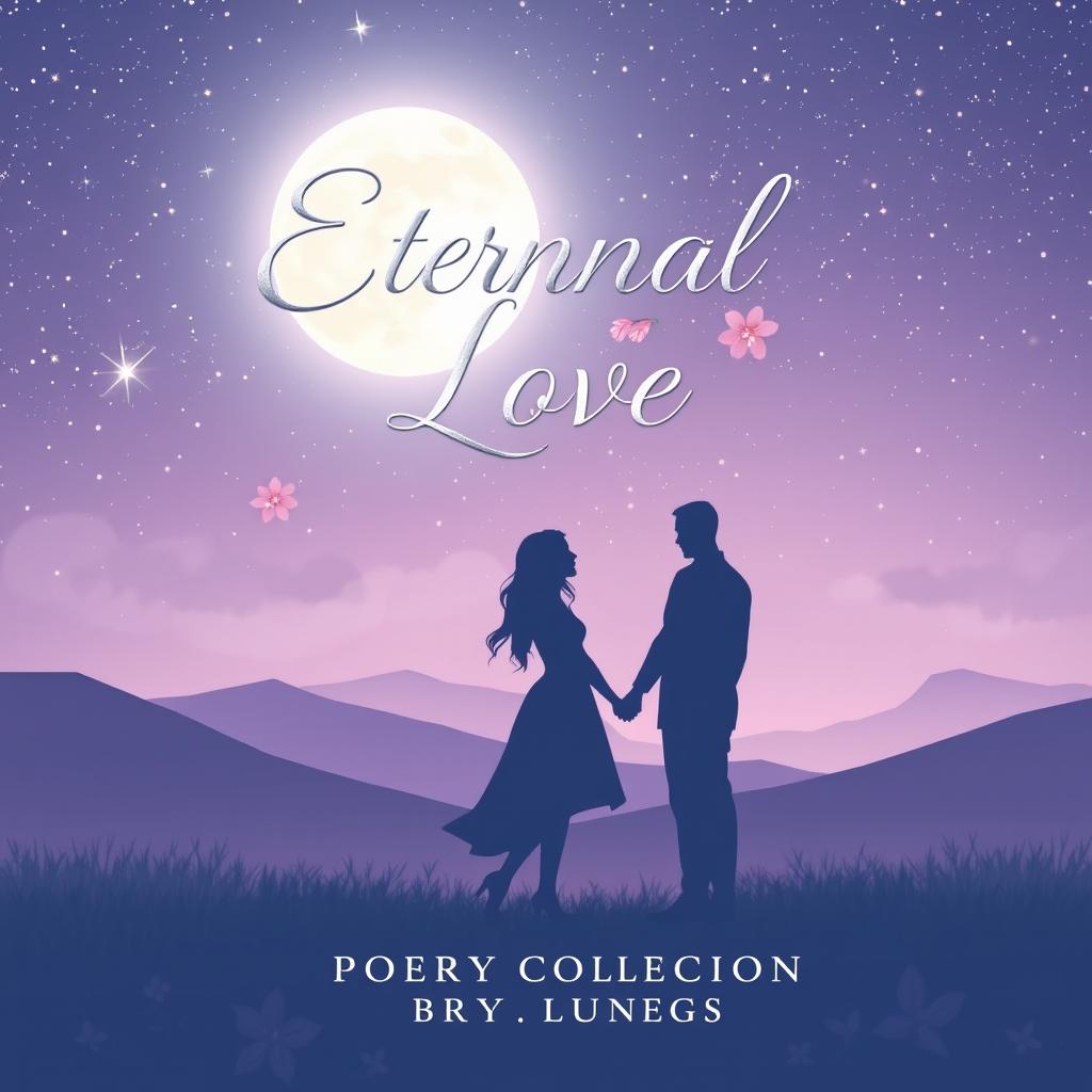 A captivating and romantic book cover design for a poetry collection titled 'Eternal Love'