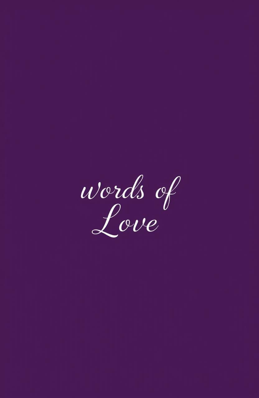 A simple and elegant design featuring a rich purple background with the phrase "Words of Love" elegantly written in the center