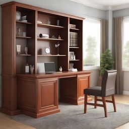 Study table combined with a bar cabinet. The table should be 5 feet wide, 8 feet high, and 3 feet deep.