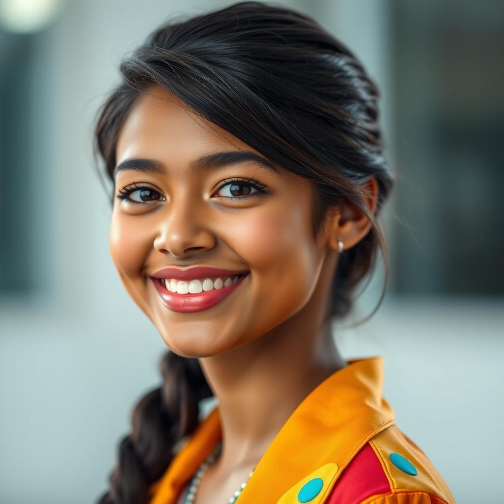 A stunning portrait of a young and beautiful version of Shiv, showcasing radiant skin, bright sparkling eyes, and a infectious smile