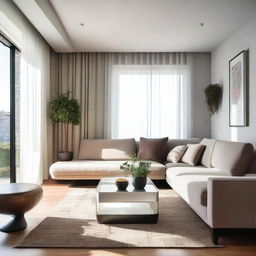 A contemporary, well-lit room with comfortable furniture and tasteful decor.