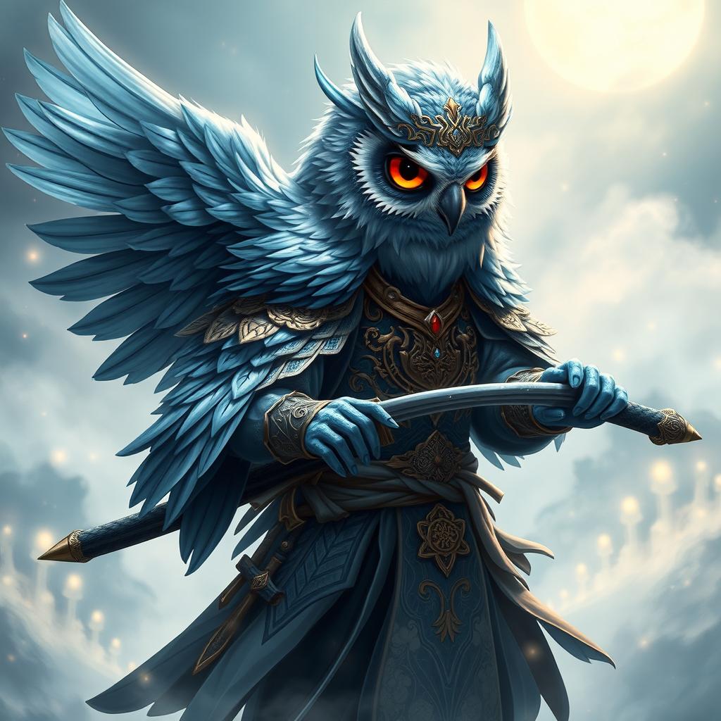 An Echo Owl Samurai character for a fantasy setting