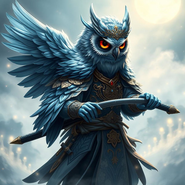 An Echo Owl Samurai character for a fantasy setting