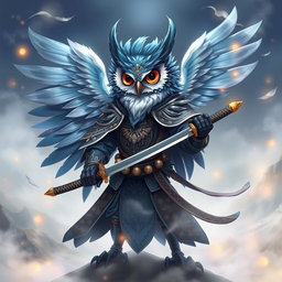 An Echo Owl Samurai character for a fantasy setting