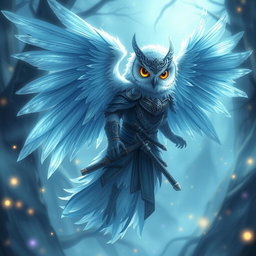 An Echo Owl Samurai depicted as a translucent spirit ghost in a mystical setting