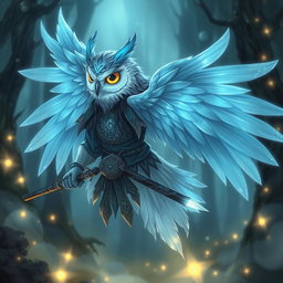 An Echo Owl Samurai depicted as a translucent spirit ghost in a mystical setting