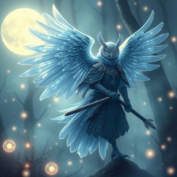 An Echo Owl Samurai illustrated as a translucent spirit ghost, featuring a faceless design, set in a mystical and enchanting environment