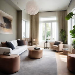 An inviting, beautifully decorated room featuring modern design elements.