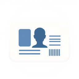 An icon symbolizing an ID, featuring a straightforward design of a rectangular ID card with rounded corners