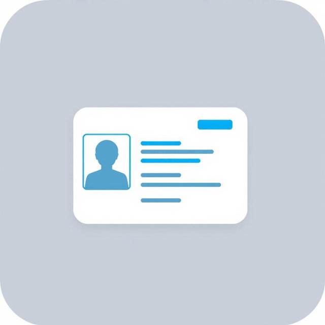 An icon symbolizing an ID, featuring a straightforward design of a rectangular ID card with rounded corners