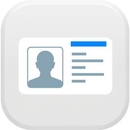 An icon symbolizing an ID, featuring a straightforward design of a rectangular ID card with rounded corners