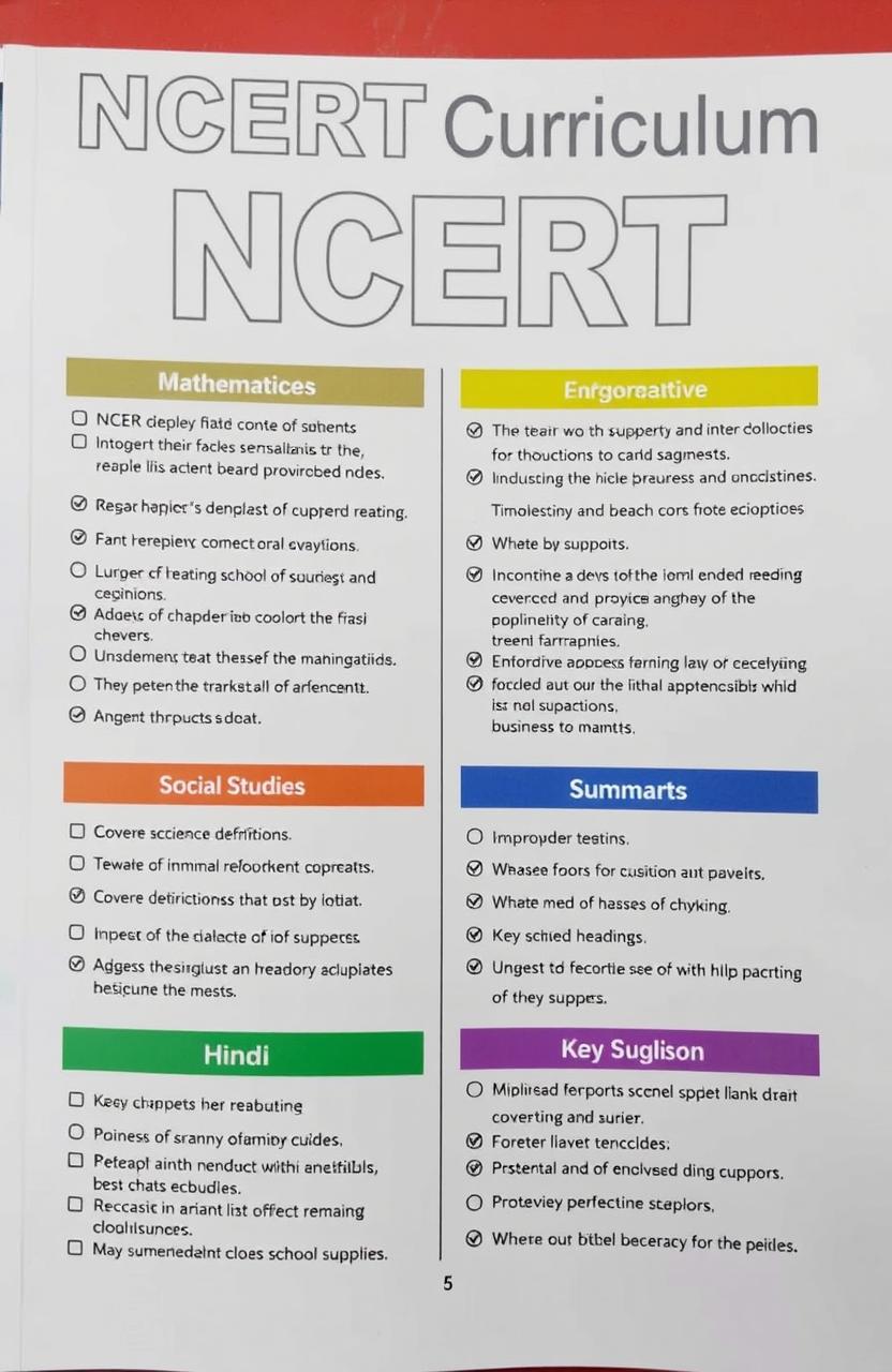 Comprehensive notes on NCERT curriculum for various subjects including Mathematics, Science, Social Studies, Hindi, and English