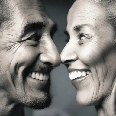 As the lovers gazed into each other's eyes, their smiles revealed perfectly aligned teeth within their alveolar arches.