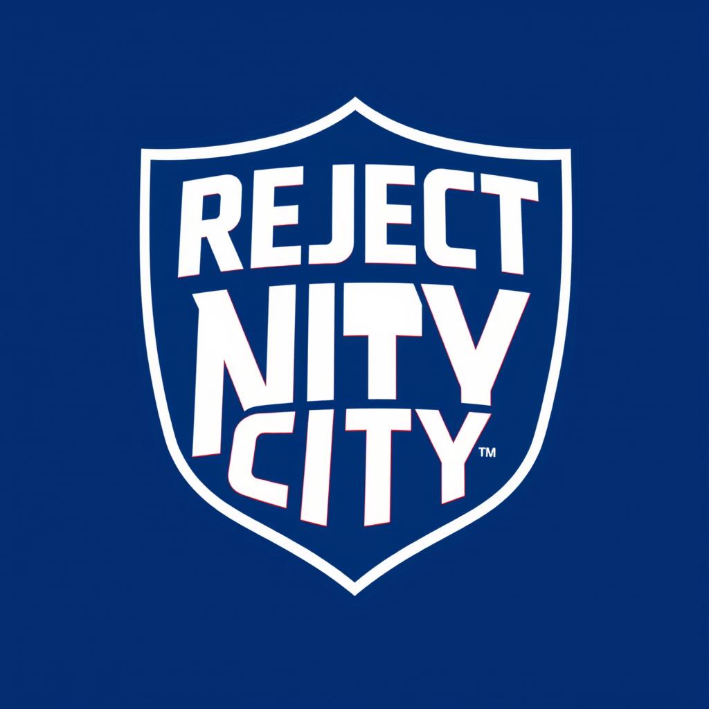 A creative reinterpretation of the NFL logo featuring 'REJECT CITY' prominently displayed, with a distinct 'Y' replacing the traditional 'NFL'