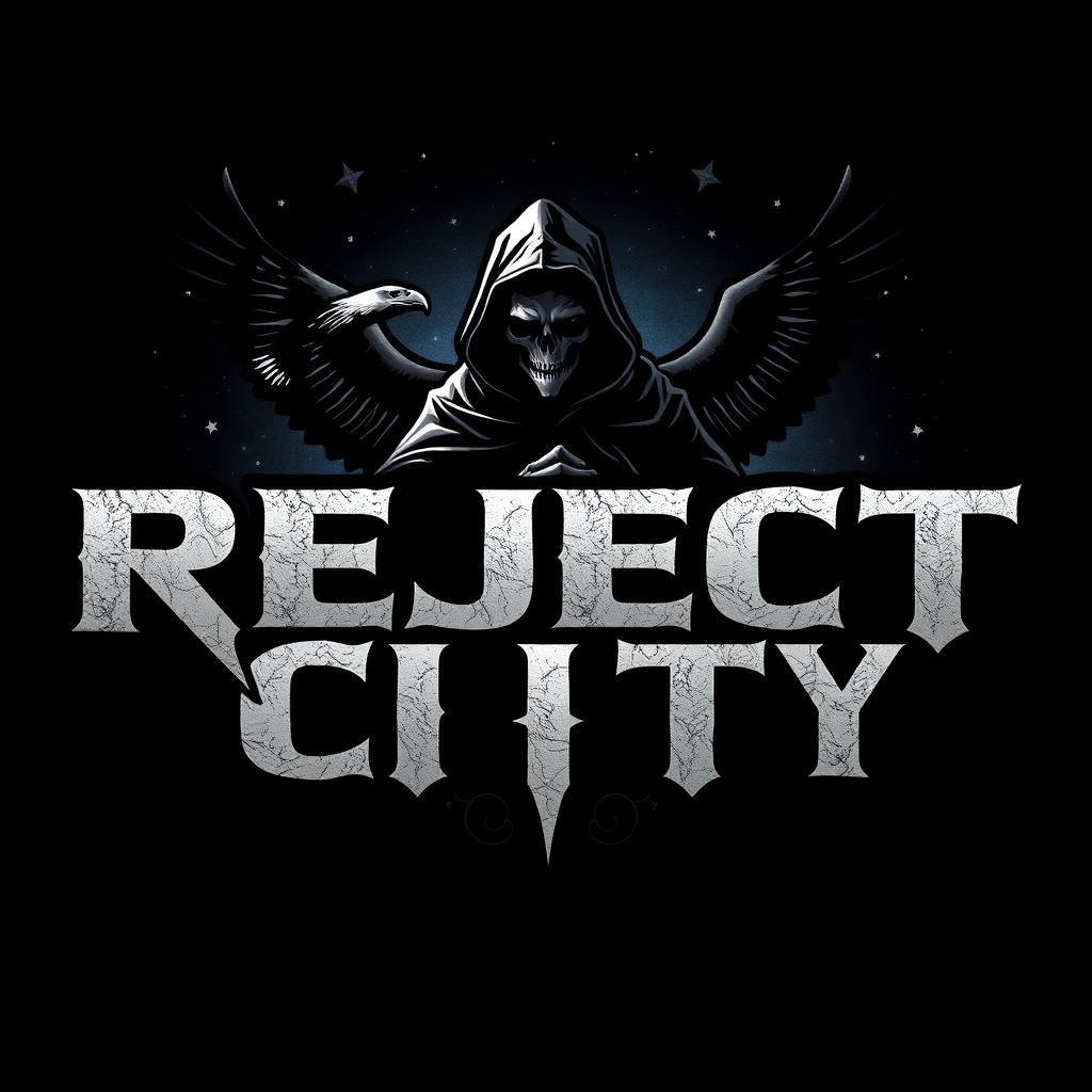A striking logo design featuring the words 'REJECT CITY' in bold, impactful typography at the forefront