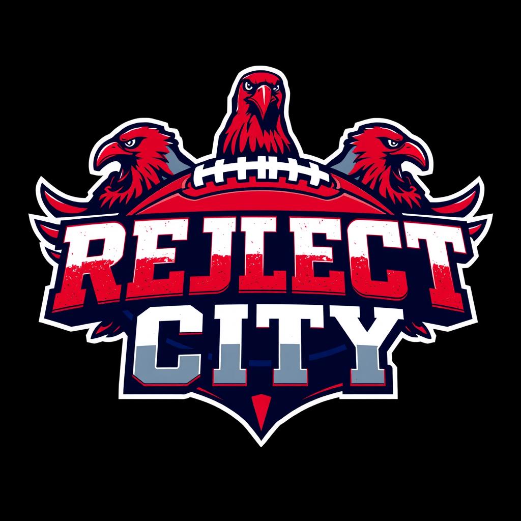 A bold and eye-catching logo design featuring the text 'REJECT CITY' in strong, athletic typography at the forefront