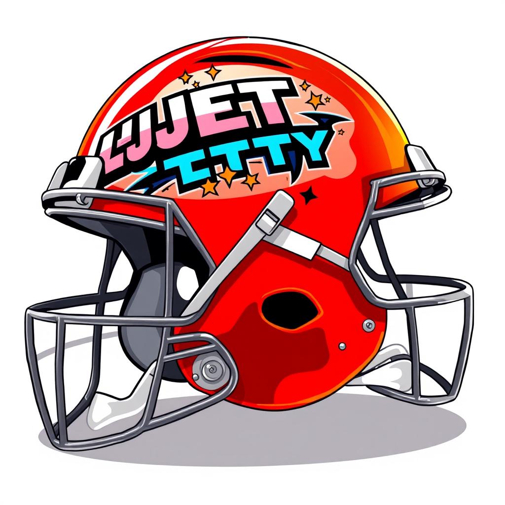 An NFL helmet design featuring the words 'REJECT CITY' boldly displayed on the side, integrated into a striking logo