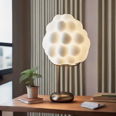 The modern design of the alveolar consonant-shaped lamp adds a unique touch to the room.
