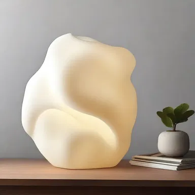 The modern design of the alveolar consonant-shaped lamp adds a unique touch to the room.
