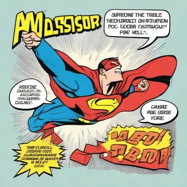 The superhero's catchphrase is known for its bold lettering, especially the alveolar consonants that make it stand out.