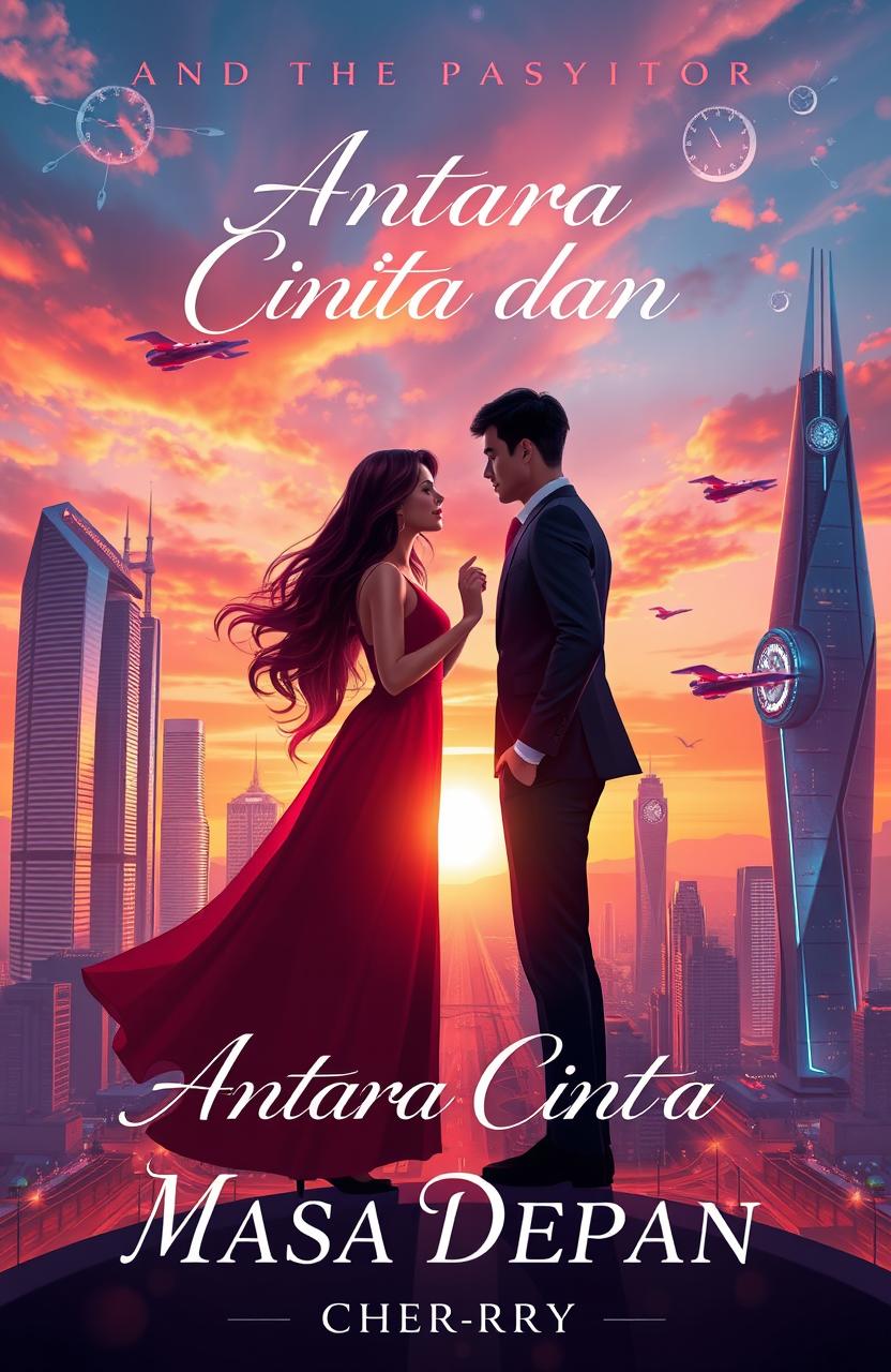 A captivating cover design for a novel titled 'Antara Cinta dan Masa Depan' by author Cher_RryY