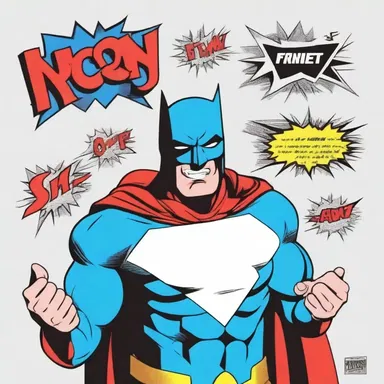 The superhero's catchphrase is known for its bold lettering, especially the alveolar consonants that make it stand out.