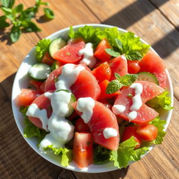 A vibrant and refreshing pomelo salad drizzled with creamy yogurt dressing