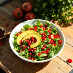 A vibrant arugula salad elegantly presented in a large white bowl