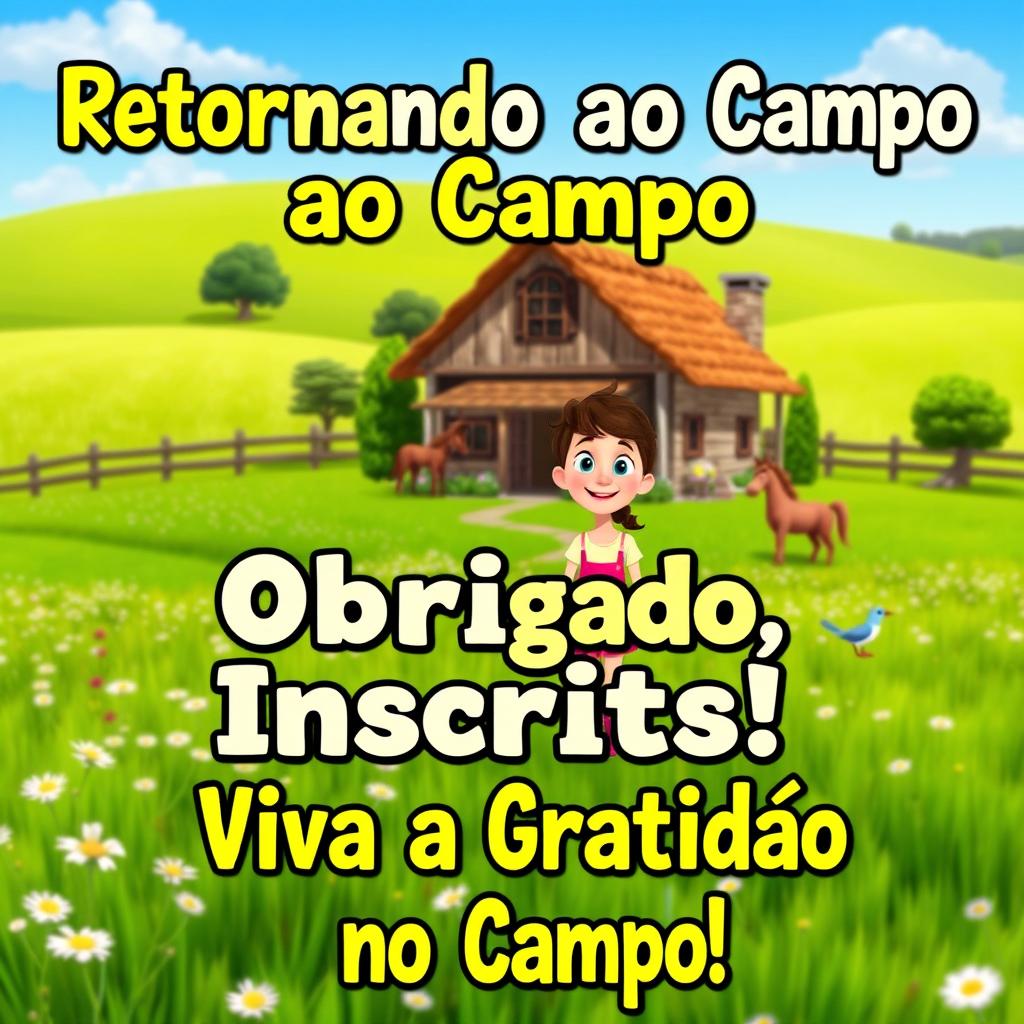 A colorful and inviting thumbnail for a YouTube video titled 'Retornando ao Campo'