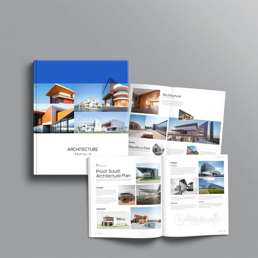 A stunning architectural portfolio design showcasing various architectural styles and projects