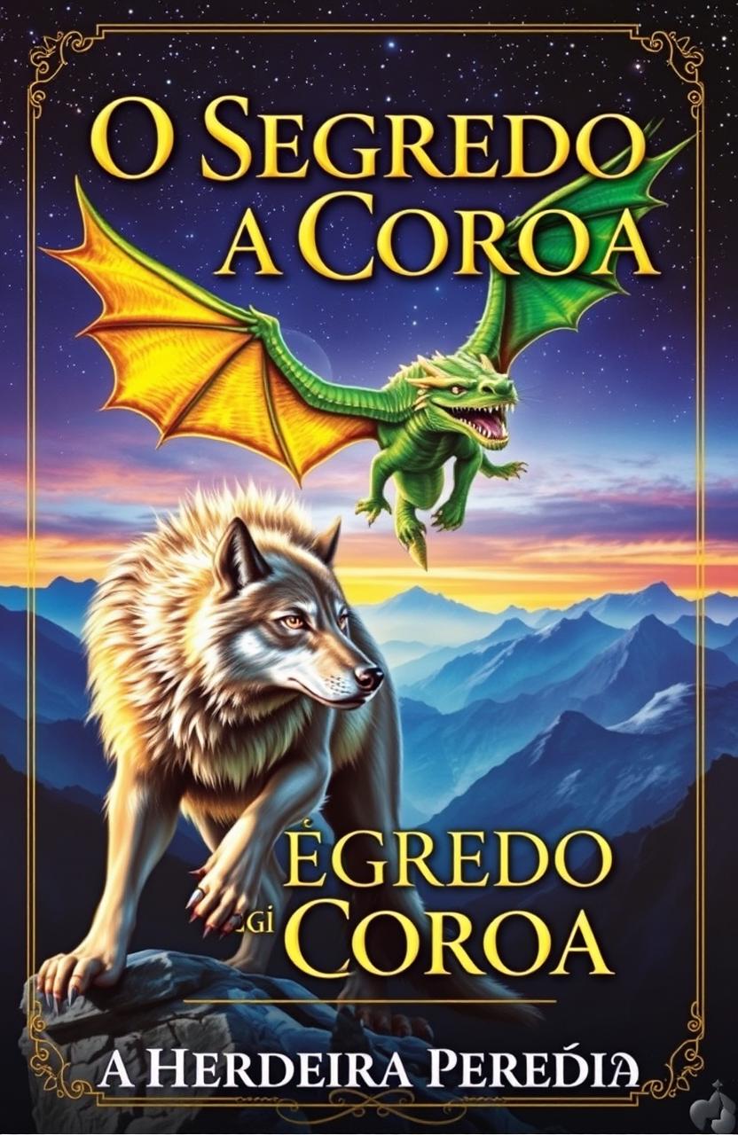 A captivating book cover featuring a dynamic and mystical scene with a fierce wolf and a majestic dragon