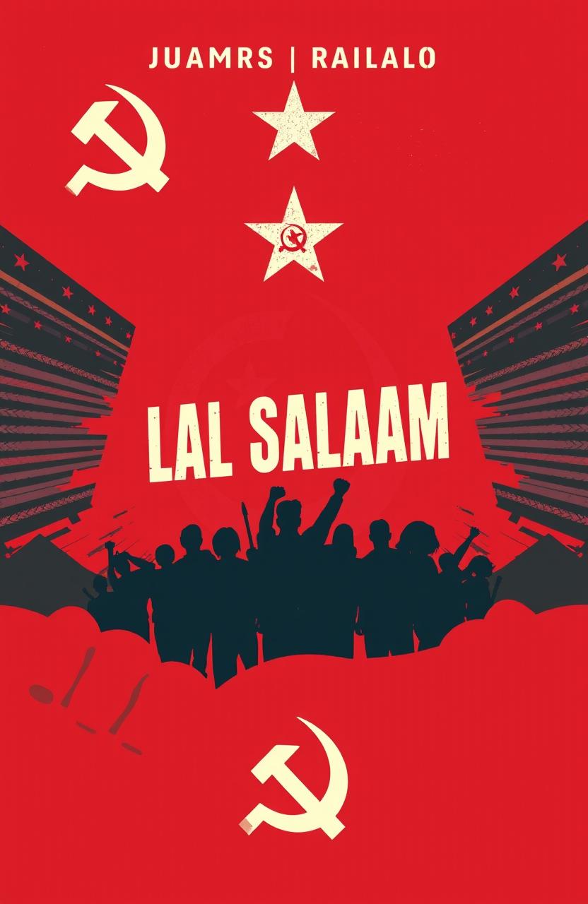 A striking book cover design with a bold red theme, prominently featuring the title 'Lal Salaam' in stylized, large, white font, centered on the cover