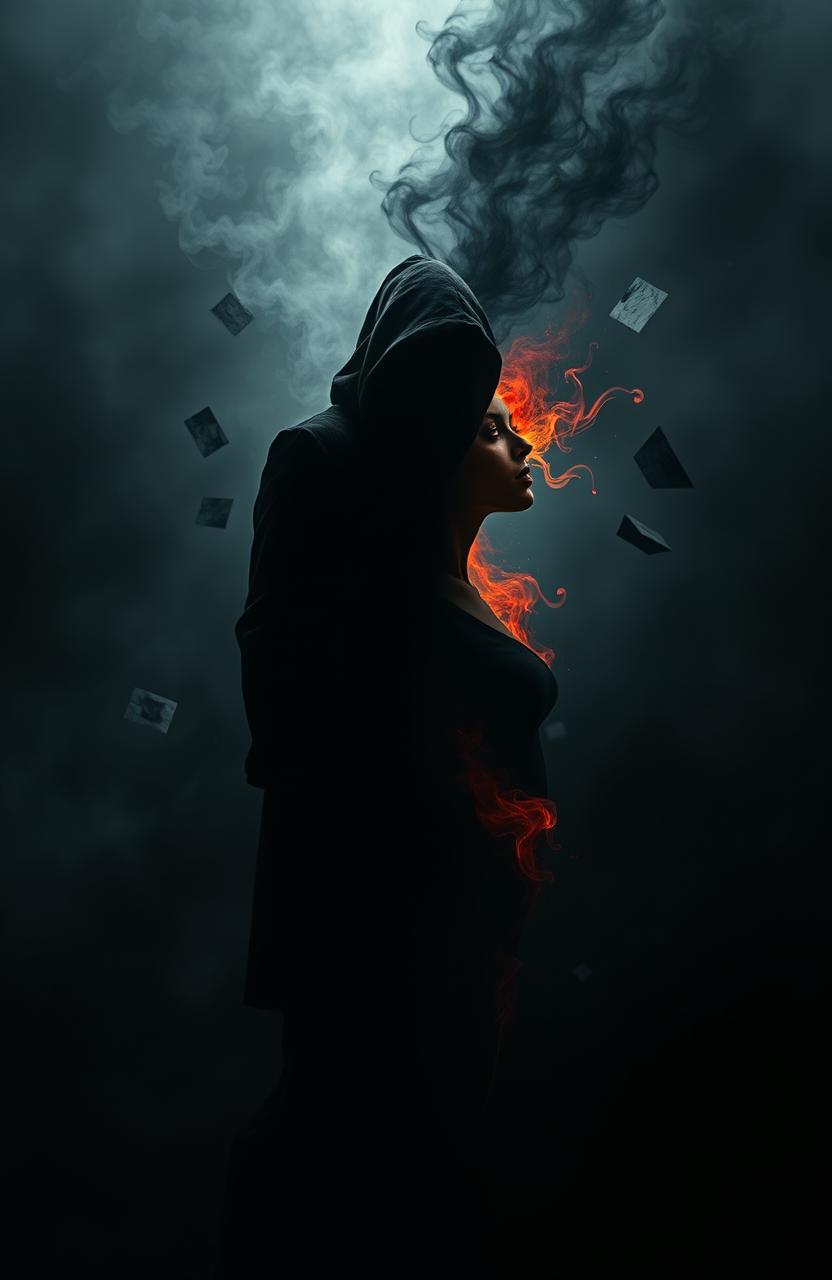 An artistic representation of dark psychology in humans, showcasing the duality of human nature