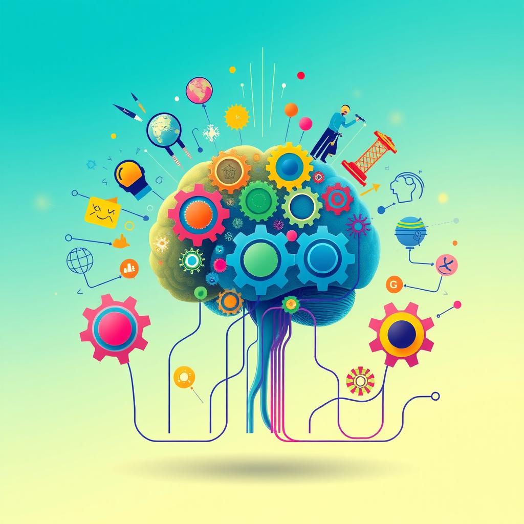 A visually engaging illustration of human psychology, capturing the diversity and complexity of the human mind