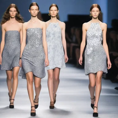 The fashion designer's latest runway collection features elegant dresses adorned with prints inspired by the microscopic appearance of alveolar rhabdomyosarcoma cells.