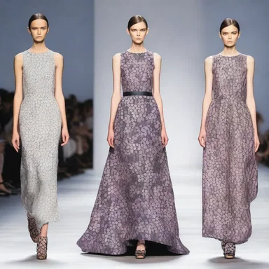 The fashion designer's latest runway collection features elegant dresses adorned with prints inspired by the microscopic appearance of alveolar rhabdomyosarcoma cells.