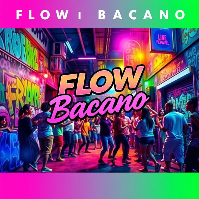A vibrant and energetic album cover titled 'Flow Bacano'