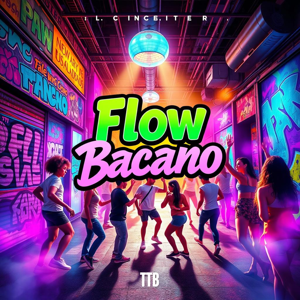 A vibrant and energetic album cover titled 'Flow Bacano'