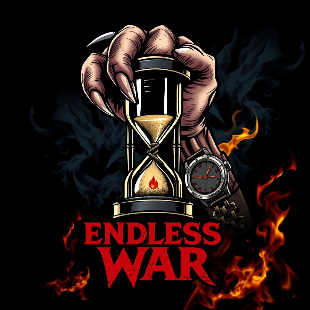 A bold and aggressive band logo for 'ENDLESS WAR' presented in a heavy metal font, characterized by sharp angles and rugged textures