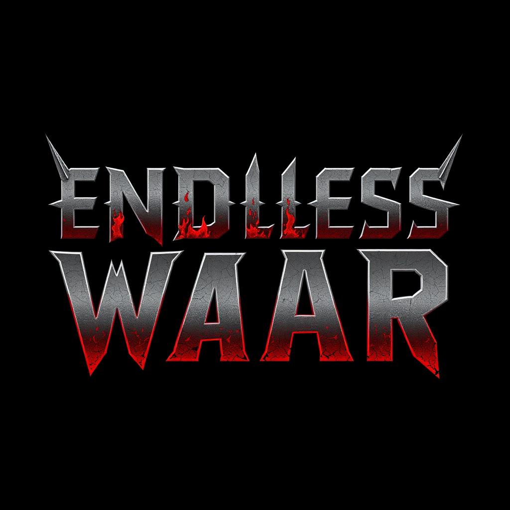 A bold and edgy font design for a modern heavy metal band called 'ENDLESS WAR'