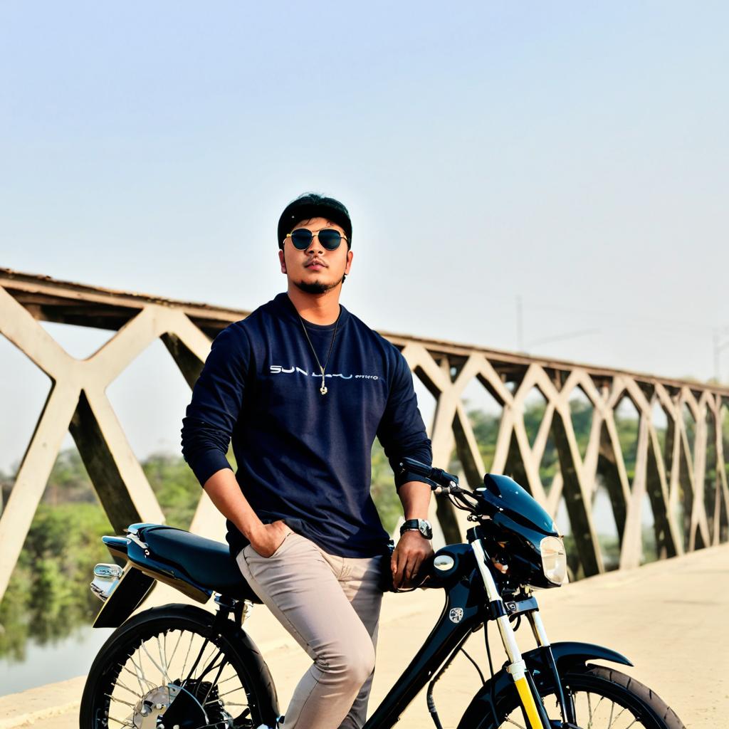 Urban Explorer: Man on Motorcycle