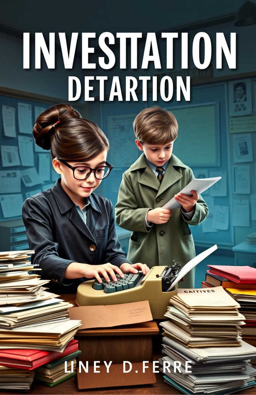 A book cover design featuring an investigation department scene